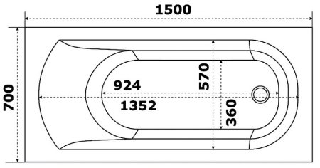 Акриловая ванна Creto Scala 150х70 1-1156 без гидромассажа 