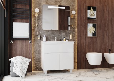 Тумба с раковиной Onika Стрим 80.12 белая 