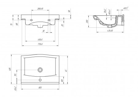 Тумба с раковиной Onika Стрим 80.12 белая 