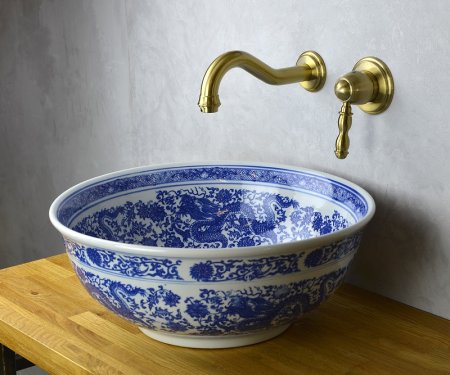 Раковина-чаша Bronze de Luxe Dragons 41 6050 Белый глянец с декором 