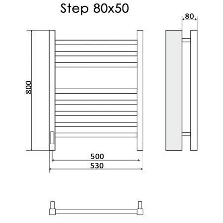 Полотенцесушитель электрический Ника Step-2 80х50 левый тэн 
