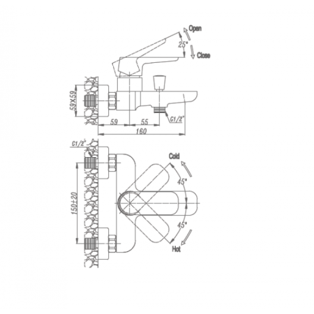 Смеситель для ванны Landberg LB-15104-D90 Хром 