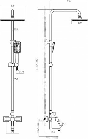 Душевая стойка D&K Rhein.Dusseldorf DA1493741B14 