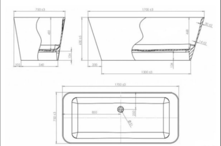 Ванна из литьевого мрамора Marmaro Милано 170х75 см. 