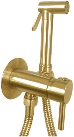Гигиенический душ со смесителем Paffoni Tweet Round ZDUP110HGSP Золото медовое брашированное 