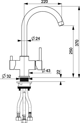 Смеситель для кухни Florentina FL-06 Серый 