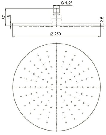 Верхний душ Paini 50PZ759TT25 Черный матовый 