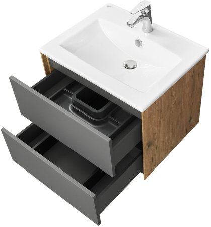Тумба под раковину Aquaton Сохо 60 1A258001AJA00 подвесная Дуб веллингтон Графит софт 