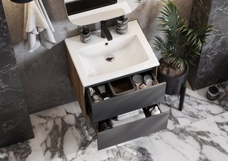 Тумба под раковину Aquaton Сохо 60 1A258001AJA00 подвесная Дуб веллингтон Графит софт 