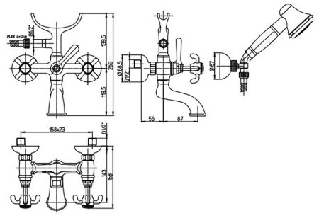 Смеситель для ванны Paini Ornellaia 87CR105 Хром 