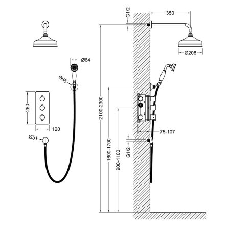 Душевой комплект Timo Petruma SX-5169/00SM с внутренней частью, хром 