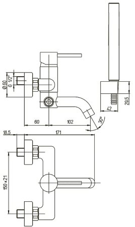 Смеситель для ванны Paini Cox 78PZ100 Черный матовый 