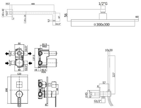 Душевая система Paffoni Ringo KITRIN018NO/MKING Черная матовая 
