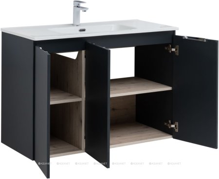 Тумба с раковиной Aquanet Алвита New 100 3 дверцы, антрацит 