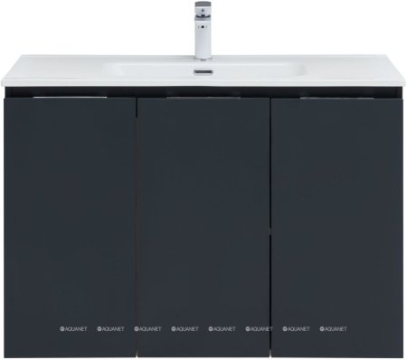 Тумба с раковиной Aquanet Алвита New 100 3 дверцы, антрацит 