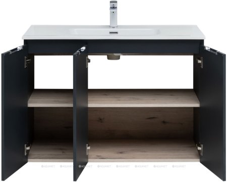 Тумба с раковиной Aquanet Алвита New 100 3 дверцы, антрацит 
