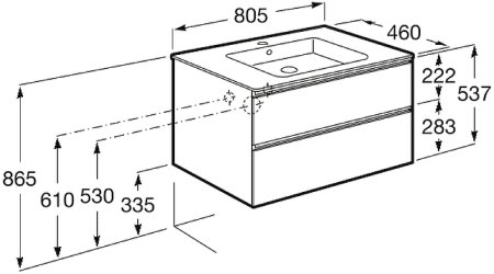 Тумба под раковину Roca The Gap 80 A857399806 подвесная Белый глянец 