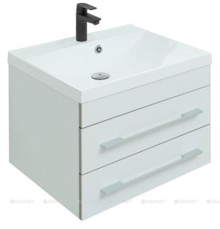 Тумба с раковиной Aquanet Верона 58 New белый матовый 