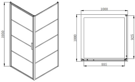Душевой уголок Azario Richmond 100х100 R AZ-NAG1221 1000 профиль Черный стекло прозрачное 