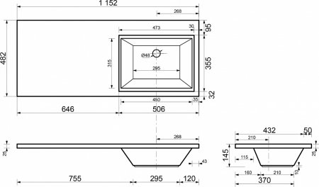 Тумба с раковиной Эстет Dallas Luxe 115 подвесная, 1 ящик, R 