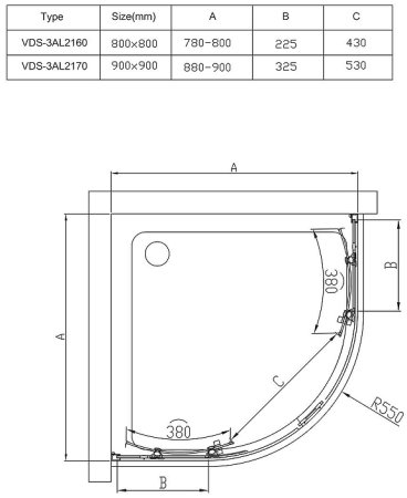 Душевой уголок Vincea Alpha 80x80 VSQ-3AL800MT профиль Хром стекло текстурное 
