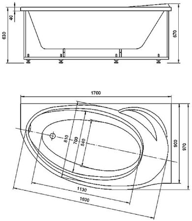 Акриловая ванна Azario Paolina 170х97 R AV.0071170 без гидромассажа 