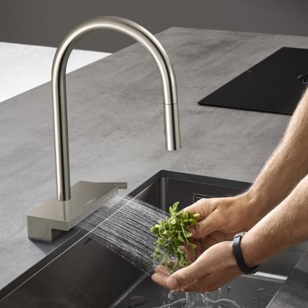 Смеситель Hansgrohe Aquno Select M81 73831800 для кухонной мойки, сталь 