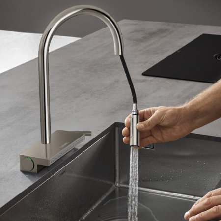 Смеситель Hansgrohe Aquno Select M81 73831800 для кухонной мойки, сталь 