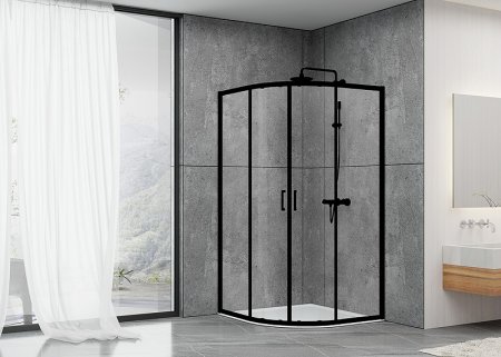 Душевой уголок Abber 80х80 AG01080B профиль Черный стекло прозрачное 