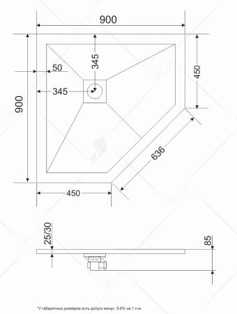 Поддон для душа RGW Stone Tray ST/T-0099W 90х90 