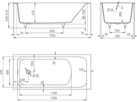Ванна из искусственного камня Salini Orlanda 170х70 102021M Белая матовая 