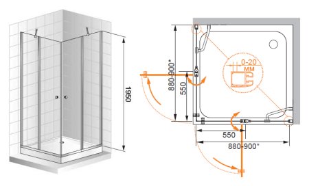 Душевой уголок Cezares Elena A22 100 P Cr 