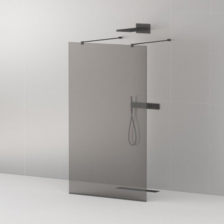 Душевая перегородка Cezares Liberta-L-2-90-120-GR-NERO стекло графит, кронштейн 120 см 