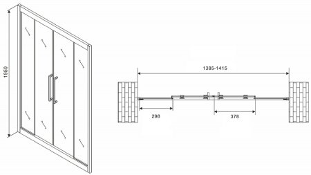 Душевая дверь Abber Schwarzer Diamant 140 AG33140BH профиль Черный стекло прозрачное 