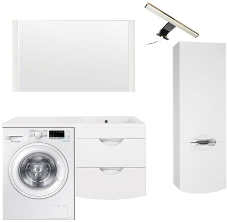 Тумба под раковину Style Line Жасмин 2 120 Люкс Plus подвесная Белый глянец 