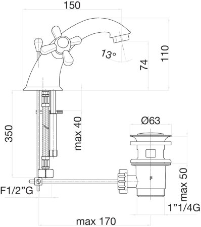 Смеситель для раковины Fiore MARGOT 26ZZ0622, бронза 