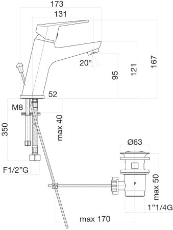 Смеситель для раковины Fiore KYRO 86CR8110, хром 