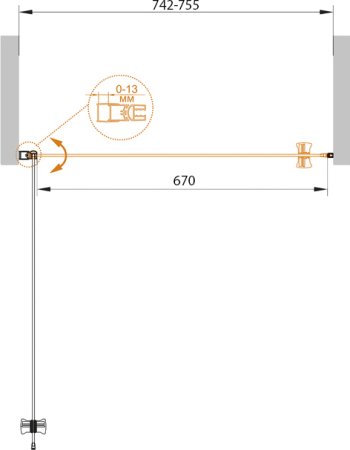 Душевая дверь в нишу Cezares Eco B-1-75-C-Cr стекло прозрачное 