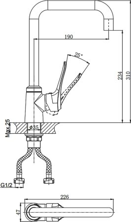 Смеситель Rush Jawa JA0735-23 для кухонной мойки 