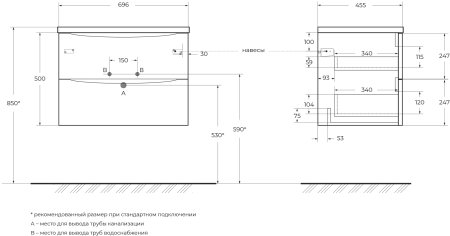 Тумба с раковиной BelBagno ACQUA-700-2C-SO-BL 