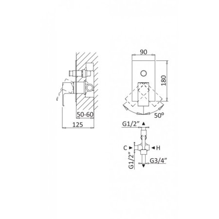 Смеситель Cezares Porta VDIM NOP для душа 