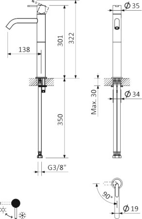 Смеситель Cezares Leaf LC2-01-W0 для раковины 