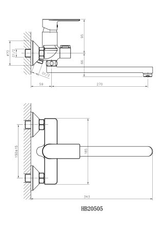 Смеситель для ванны HAIBA HB20505-8 белый 