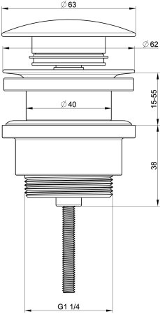Донный клапан для раковины WONZON & WOGHAND, Белый матовый (WW-SS07-MW) 
