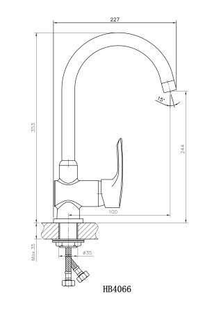 Смеситель однорычажный для кухни HAIBA HB4066 хром 