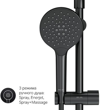 Душевая система AM.PM Like F0780422 с термостатом Черная матовая 