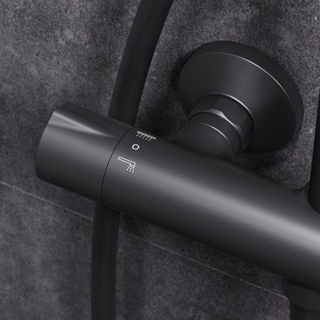 Душевая система AM.PM Like F0780422 с термостатом Черная матовая 