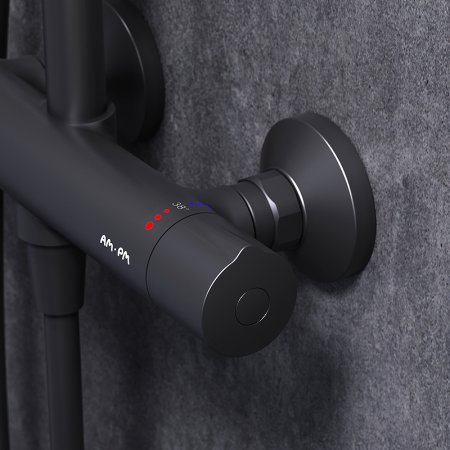 Душевая система AM.PM Like F0780422 с термостатом Черная матовая 