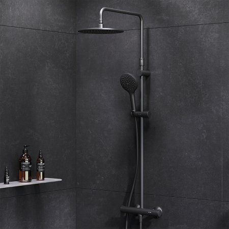 Душевая система AM.PM Like F0780422 с термостатом Черная матовая 