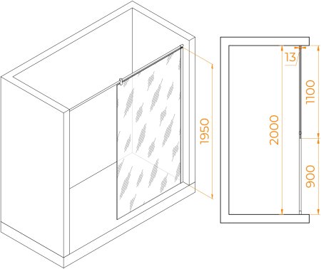 Душевая перегородка RGW WA-034 1100 